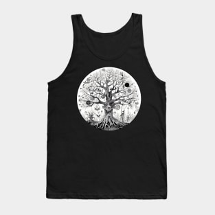 Haunted Tree of Life Spooky Graphic Art Skulls Gothic Tree Tank Top